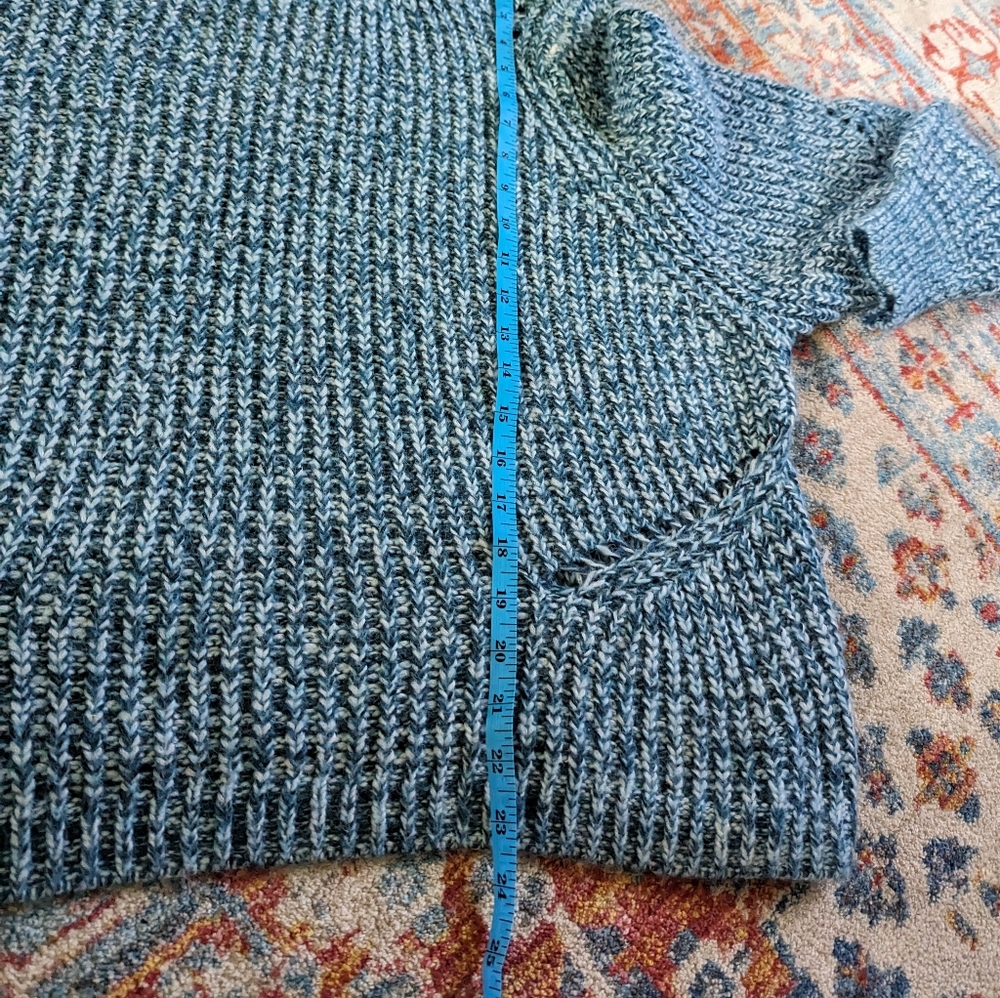 NEW LOFT Ann Taylor Women's XL Open Knit Detail Sweater Blue Marled Long Sleeve - Picture 10 of 11